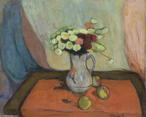 Vase De Fleurs Avec Trois Pommes — Władysław Ślewiński