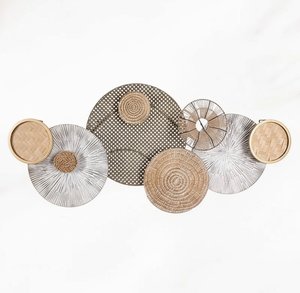 Handmade Geometric Metal & Wood Wall Sculpture – Bohemian Coastal Decor, Bohemian Style Wall Decor Handcrafted With Metic